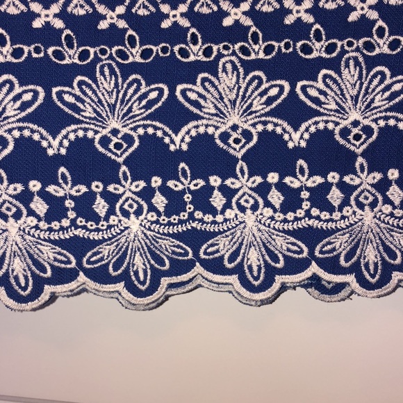 Royal Blue with White Embroidered Design Skirt - Picture 2 of 3